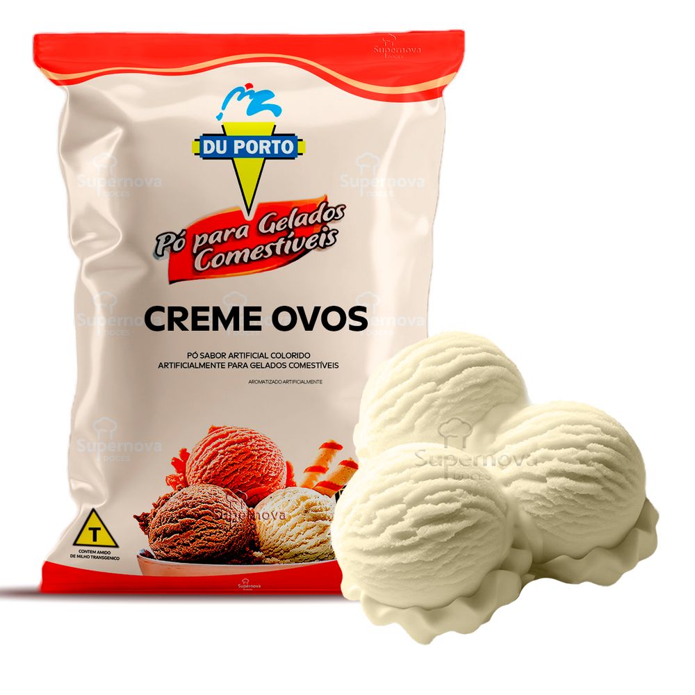 Po para Gelados Comestiveis Du Porto Sabor Creme Ovos 1kg-3-
